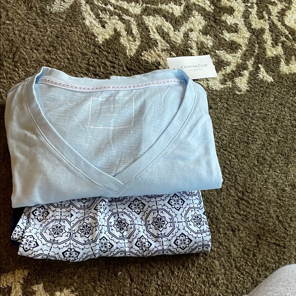 Charter Club Sky Blue and White Pajama Set